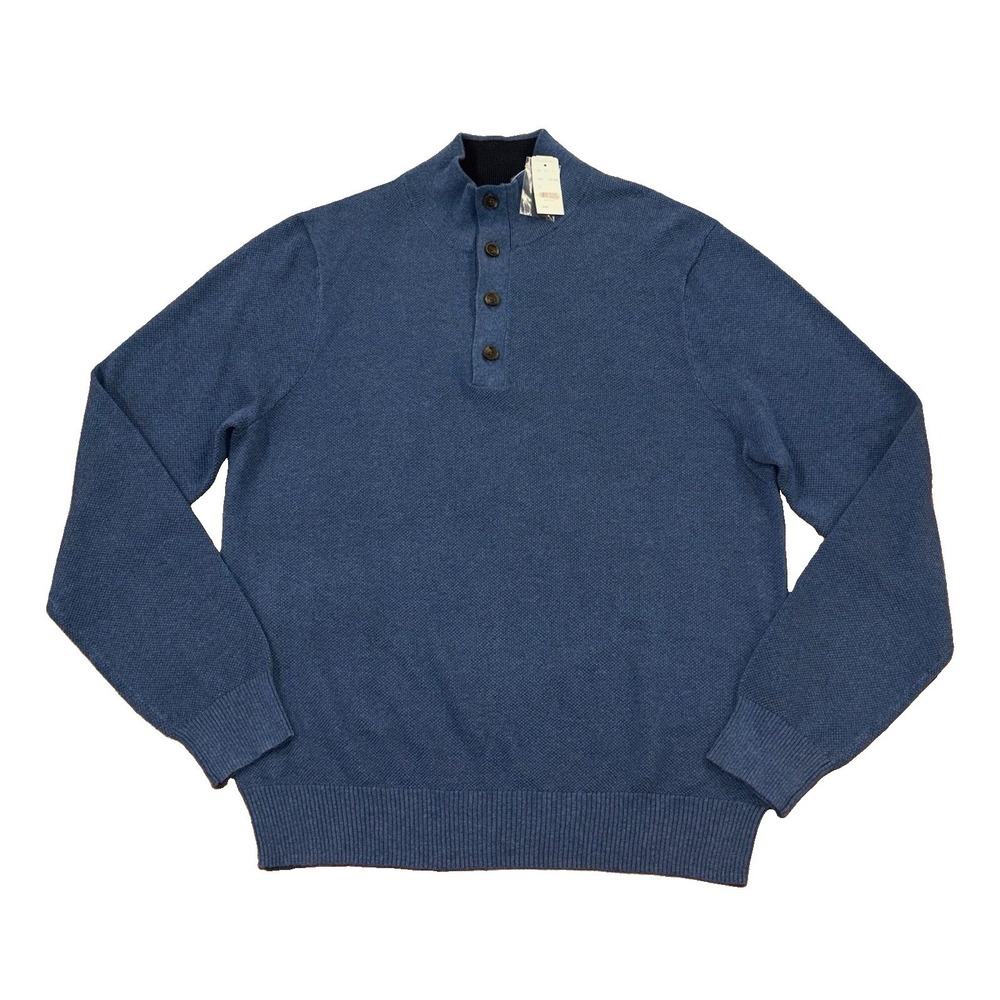 NWT Brooks Brothers Cotton-Cashmere Mock-Neck Sweater Blue Men's Large